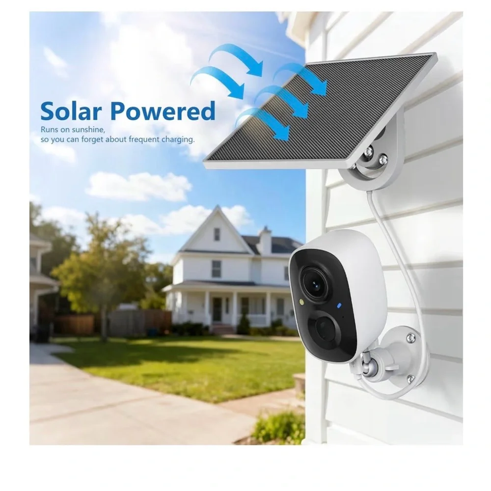 Outdoor Wi-Fi Security Camera 2-Pack with Solar Panels - White